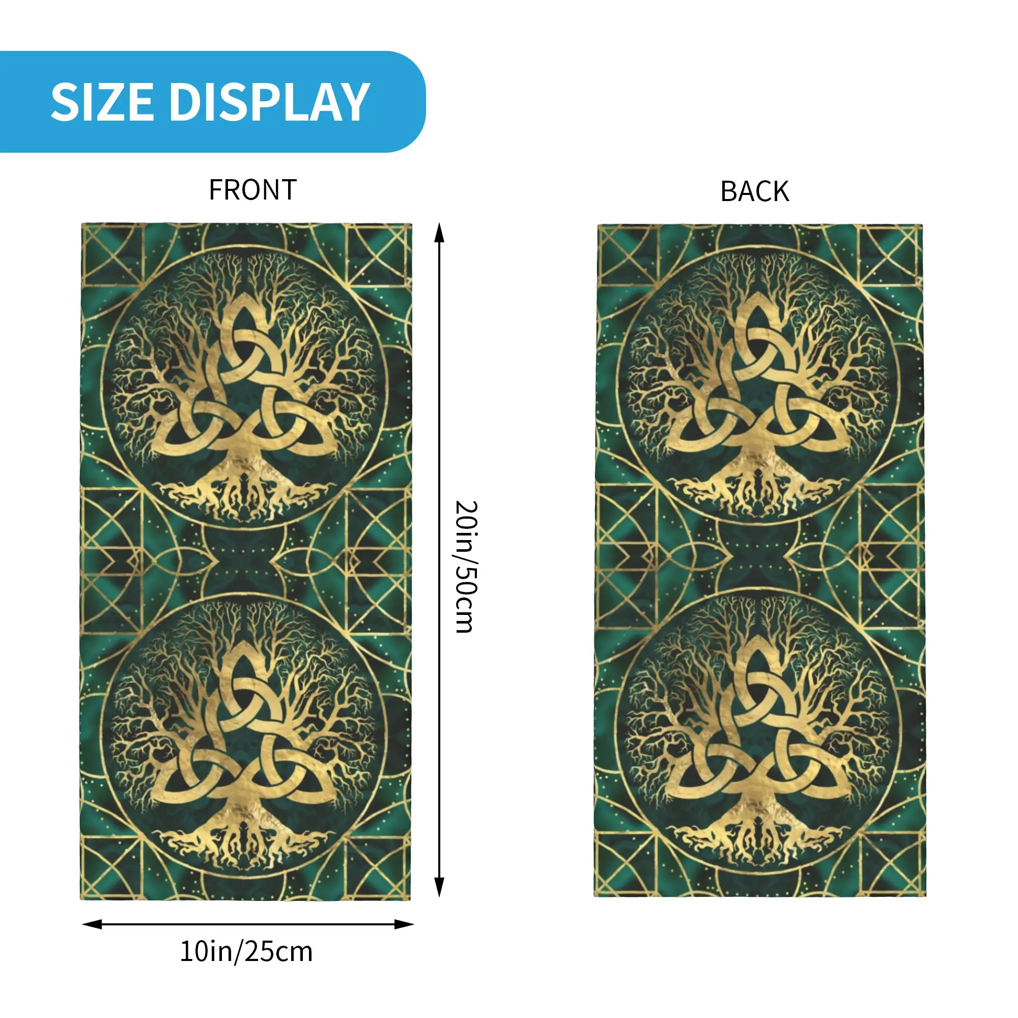 Custom Tree Of Life With Triquetra Bandana Neck Gaiter for Ski Hunting Men Women Wrap Scarf Vikings Balaclava Warmer