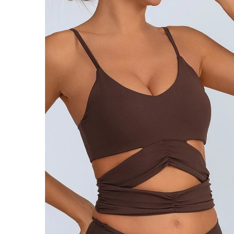 

‌Women's Yoga Vest with Padded Cups - Breathable Sports Bra, Naked Feel Quick-Dry Workout Top For Gym, Running & Yoga Fitness