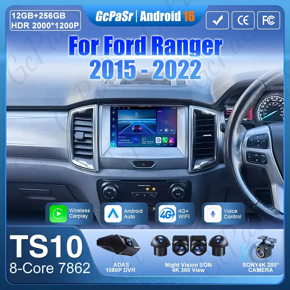 

Android 16 For Ford Ranger 2015 2016 2017 2018 2019-2022 Car Radio Stereo QLED Screen GPS Multimedia Carplay Autoradio Head unit