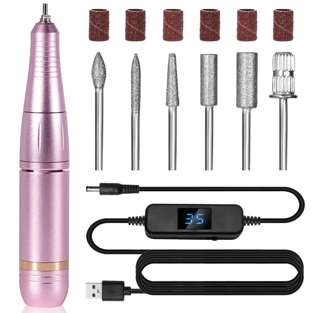 

Electric Nail Drill Machine For Acrylic Gel Polish File With Cutter Strong Nail Sander Cordless Portable Nail Drill Pen Nail Art