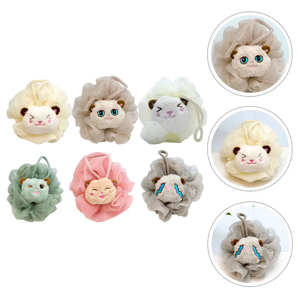 6pcs-cartoon-animal-flowers-bath-balls-foaming-balls-lovely-bath-scrubbers-for-kids-rubbing-shower-ball-body-washing-tool