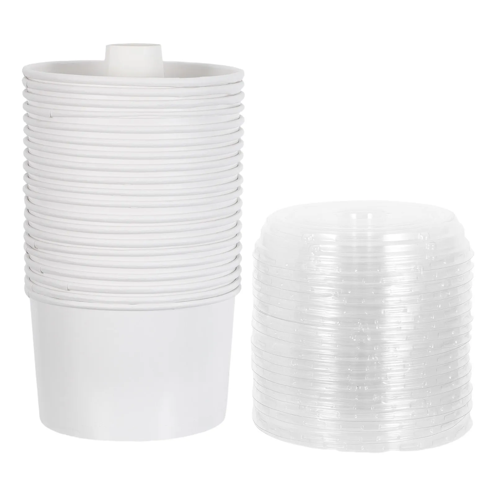 20Pcs Chiffon Cake Boxes Small Round Paper Baking Cups 5.7 Diameter Lidded Pastry Packaging Box Individual Baked Goods Holder