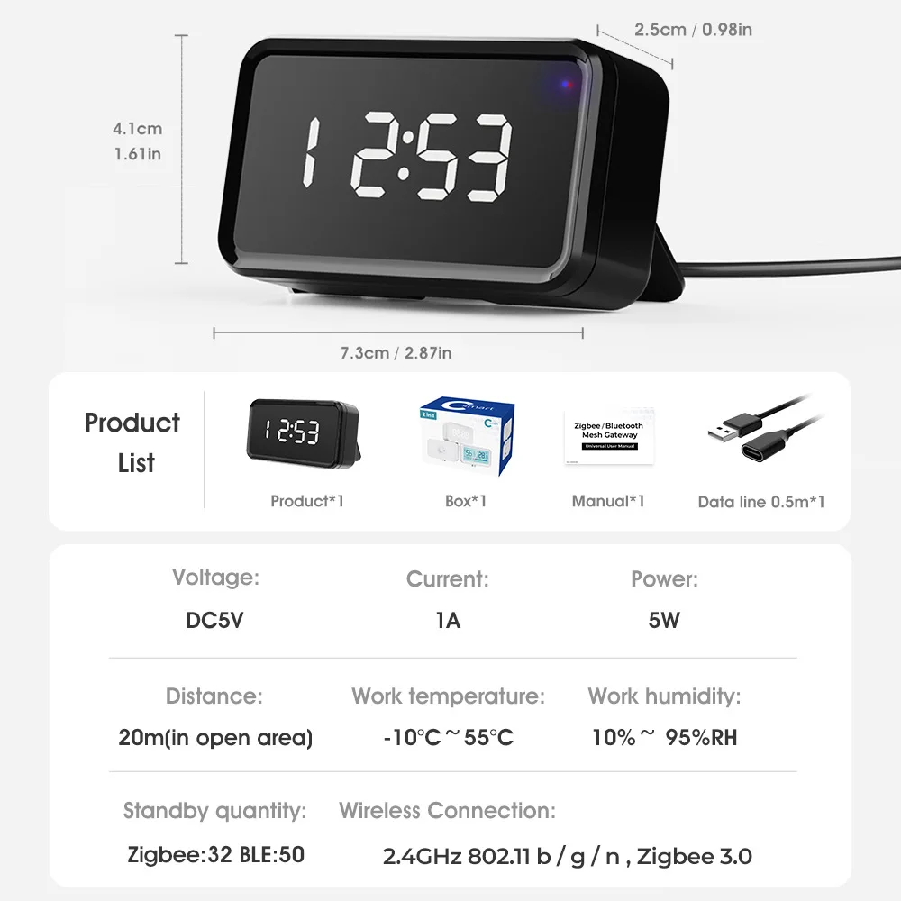 Hub de gateway sem fio Tuya Zigbee, Smart Home Bridge, controle Smart Life, dispositivo Zigbee, funciona com Alexa, Google Home, Bluetooth 3.0