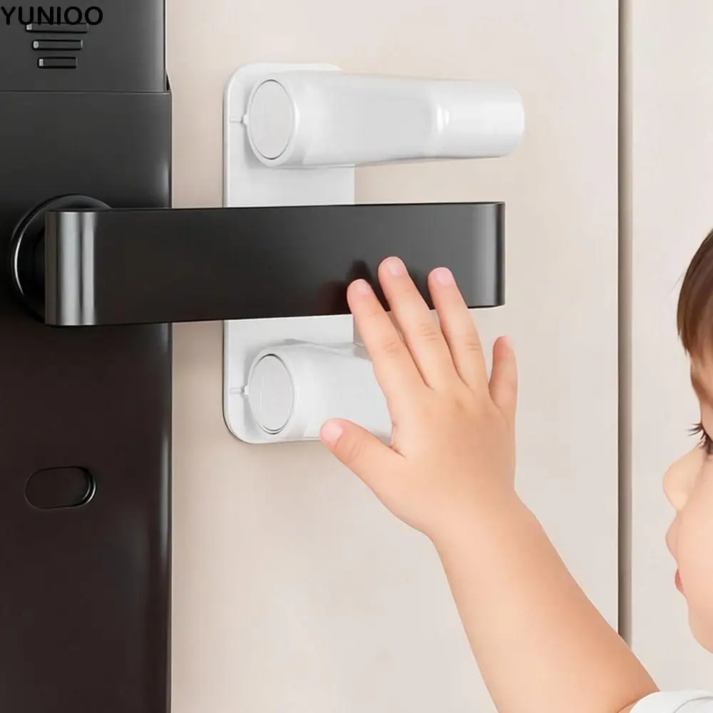 

2Pcs Strong Adhesive Childproof Door Handle Lock No Drill Strong Load-bearing Baby and Children's Safety Lock White Tool-free
