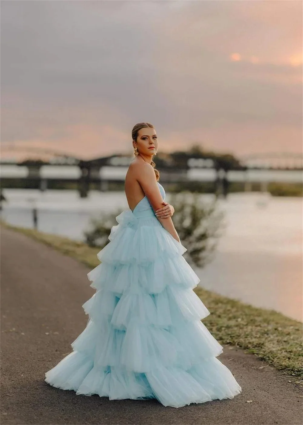 Sexy Backless Evening Dresses, Handmade Tulle, Alta e Baixa, Prom Dresses, Ocasiões Especiais, Festa de Casamento