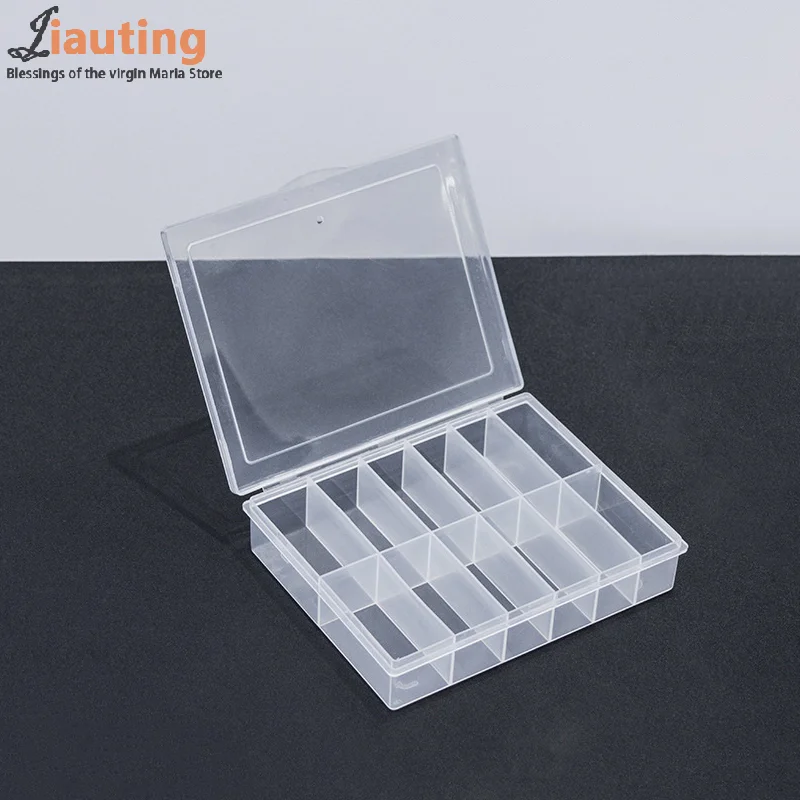 12 กริดโปร่งใสเล็บฟอยล์กล่องเก็บเครื่องประดับพลาสติกลูกปัดอัญมณี Rhinestones เล็บปลอมเคล็ดลับ Art กล่องกรณี