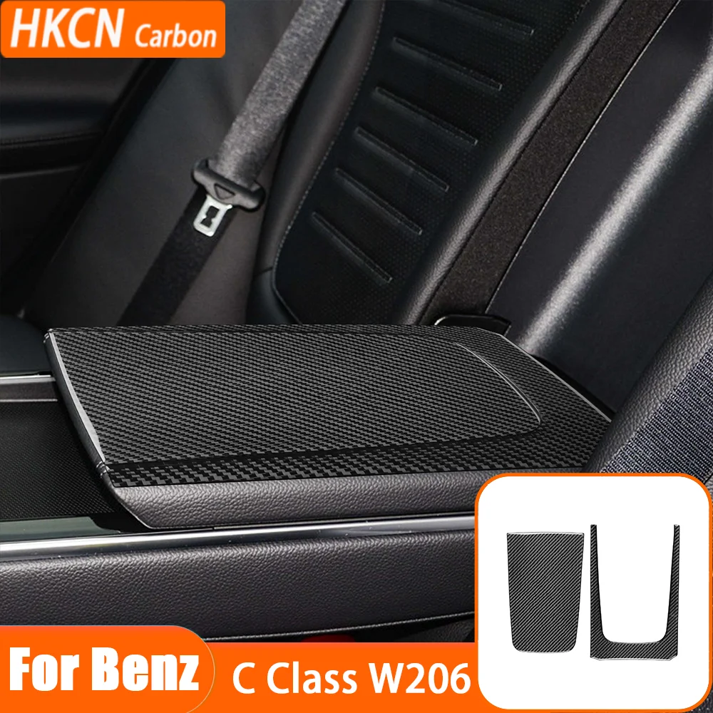 

Car Accessories Rear Console Armrest Box Pad Panel Decal Carbon Fiber Interior Sticker Modification For Benz C-Class W206 2022+