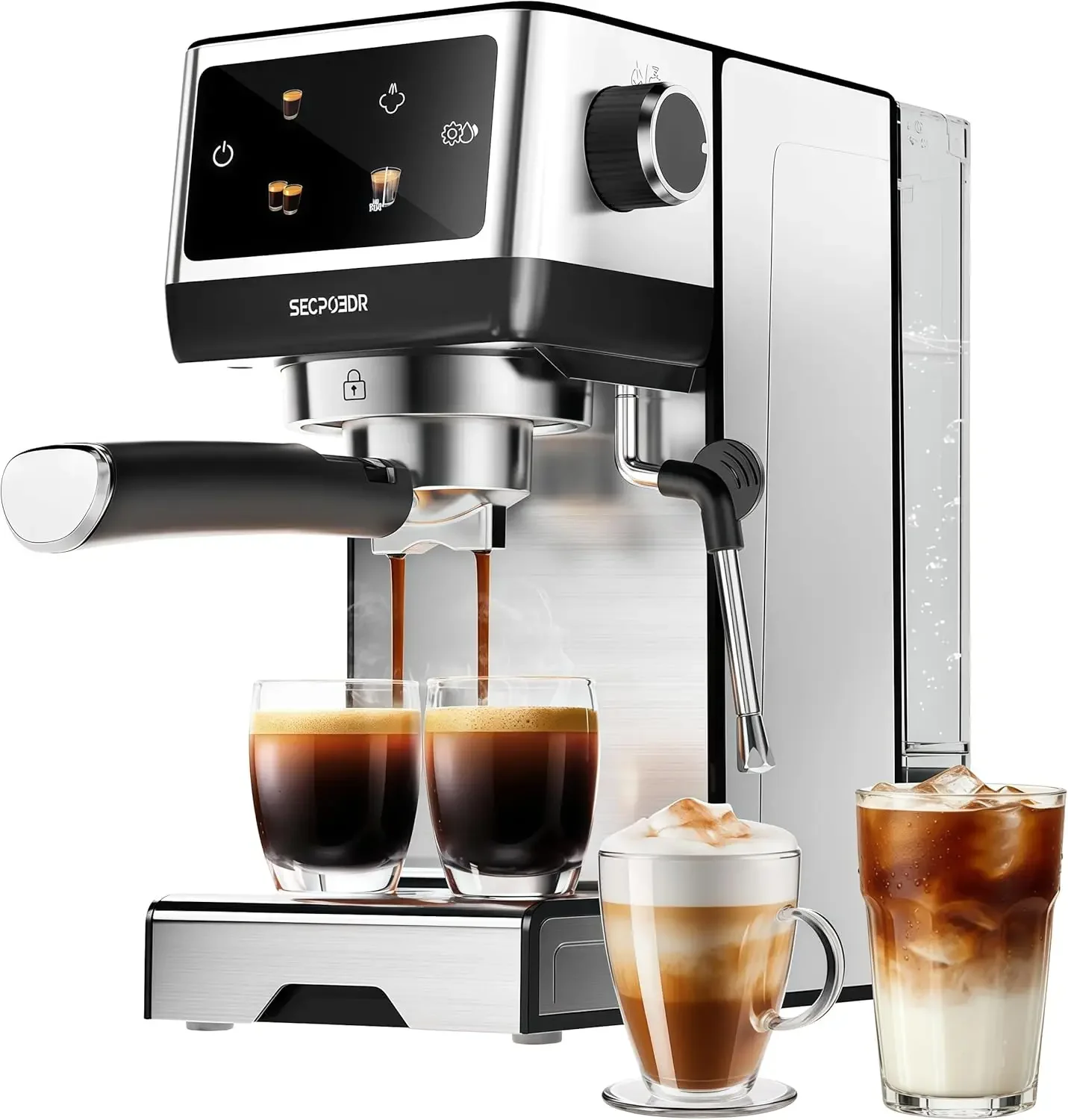 20Bar Espresso Machine with Milk Frother Cold Brew,Touchscreen Expresso Coffee Machine for Home,Compact Espresso Machines Small