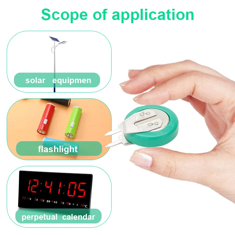 2-20pcs 1.2V 20mAh Ni-MH Rechargeable Battery Button Coin Cell with Welding Pins for Toy Timer Solar Energy Electric