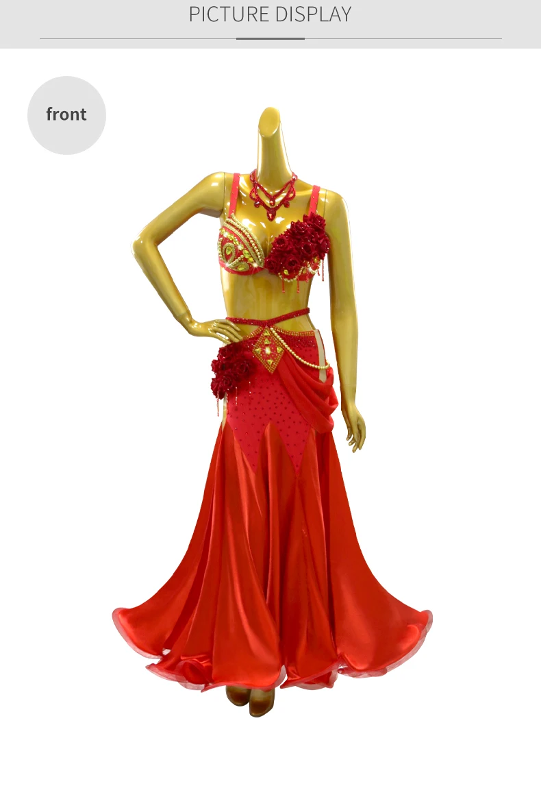Bauchtanzkostüm, Bauchtanzkleid, langer Rock, orientalische Bühnenkleidung für Frauen, Baladi-Arabischer Anzug, Karnevalskostüm für Mädchen – Detail 7