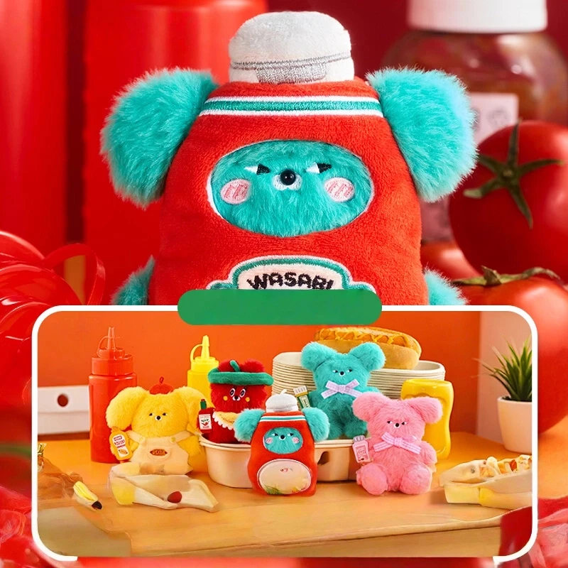 Wasabi urso chaveiro de pelúcia caixa cega com tema de tempero bonito animal de pelúcia boneca presente surpresa para fãs