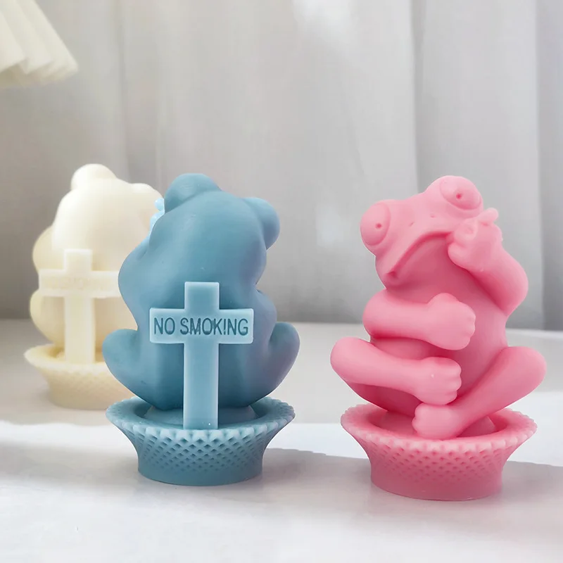 

SZ837 No Smoking Frog Candle Soap Silicone Mold 3D Frog Incense Home Ornaments Mould