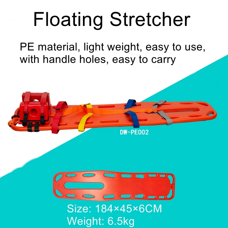 

Floating stretcher, swimming pool, lifesaving board, spine board, spine board, including head fixing set