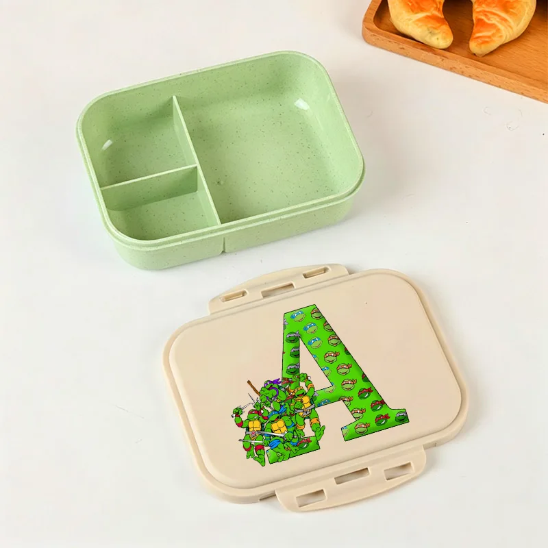 Teenage Mutant Ninjas Turtles Lunchbox für Kinder, Kawaii-Buchstaben A-Z, Bento-Box, für Schüler, Schule, Picknick, Lebensmittel-Aufbewahrungsbehälter, Geschenk