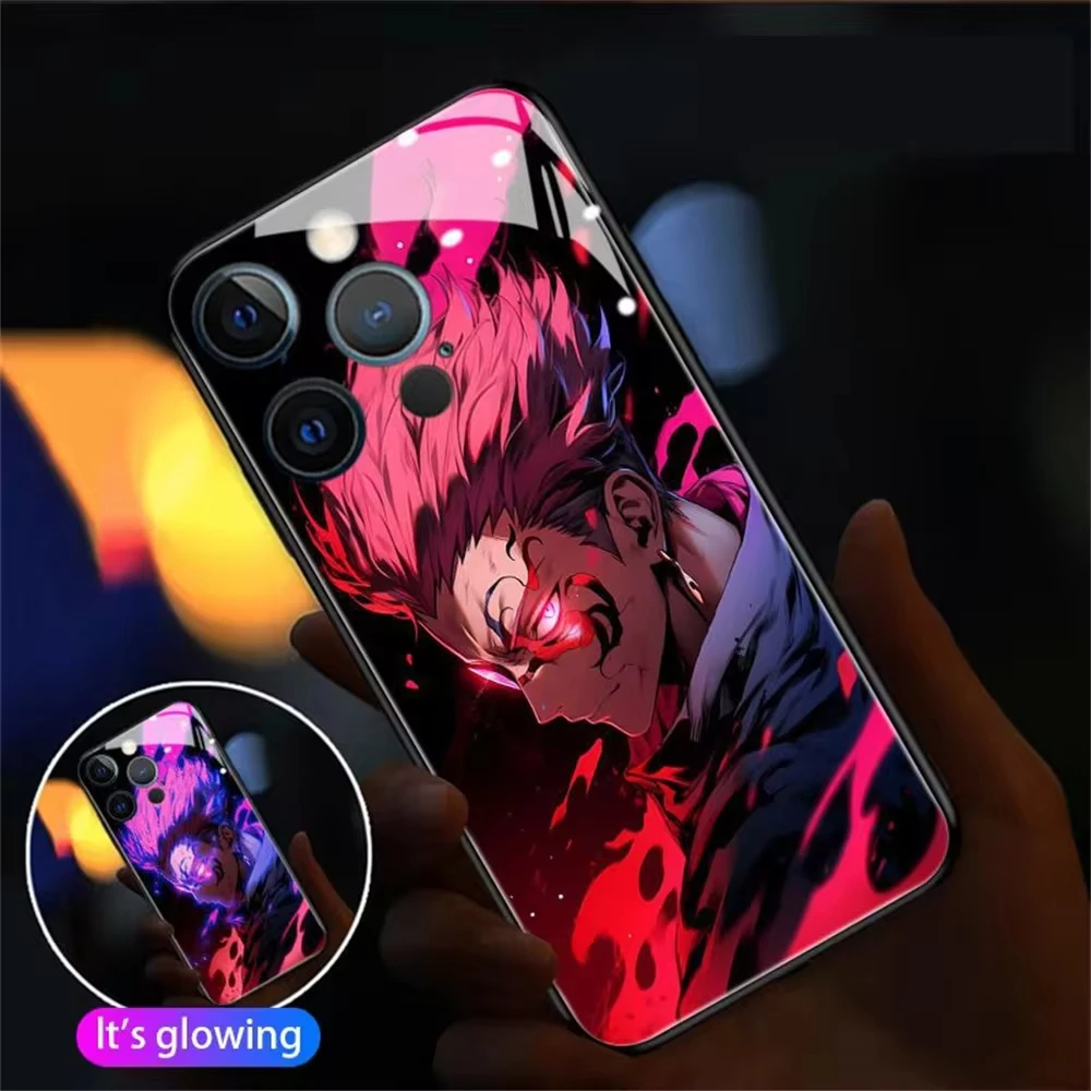 

Popular Japanese Anime Pattern Smart Voice Controlled LED Light Phone Case For Samsung S24 S23 S22 S21 S20 FE A14 Plus Ultra A54