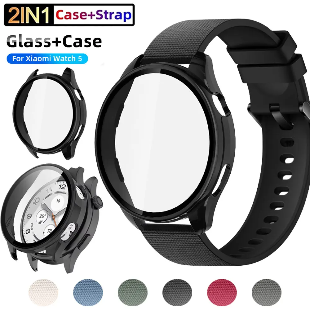 

Glass+PC Cover Strap For Xiaomi Watch S5 Sport Watchband Accessories For Xiaomi Watch S5 Protective Case Replaceable Wristband