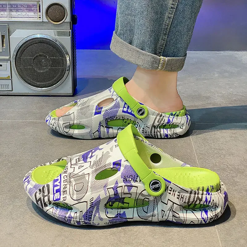 

Сандалии на платформе, мужская пляжная обувь, стиль 2025, высокое качество, модные оригинальные резиновые хлопчатобумажные дизайнерские роскошные забавные тапочки для мужчин