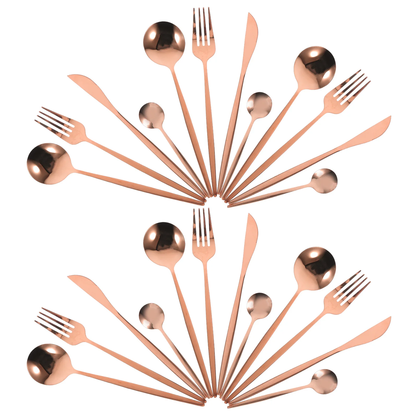 

6Sets Stainless Steel Flatware Set Ergonomic Handle Silverware for Daily Use Buffet Serving Portable Reusable Tableware Kit