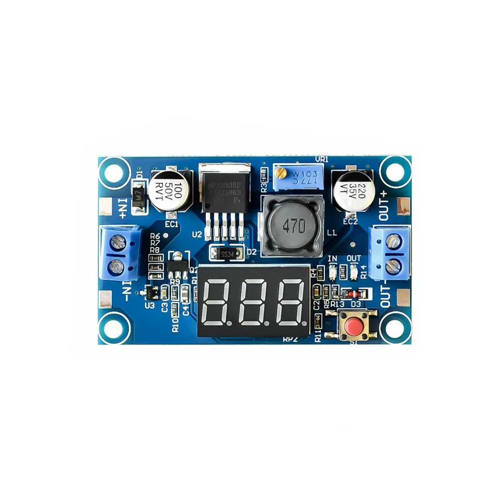 LM2596 DC Step Down Converter Voltage Regulator Voltmeter LED 4-40V to 1.2-37V Buck Adjustable Adapter Power Supply Module