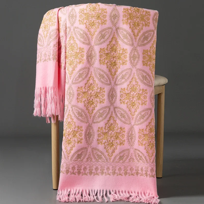 

Luxury Floral Embroidered Pashmina Shawl Winter Women Warm Cashmere Scarf Fine Tassels Thicken Foulard Female Blanket Scarves