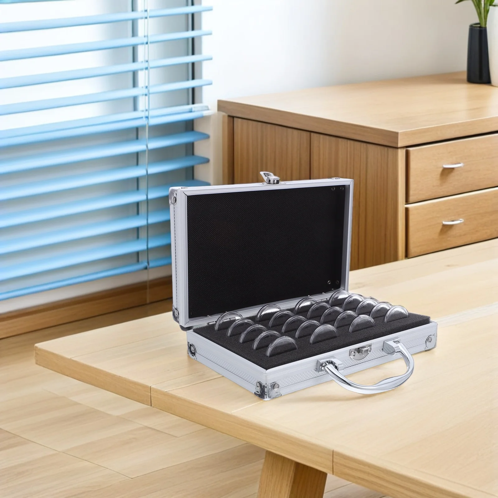 Multi Compartment Coin Storage Case Transparent Metal Box for Organizing Coins Badges and Medals Coin Box