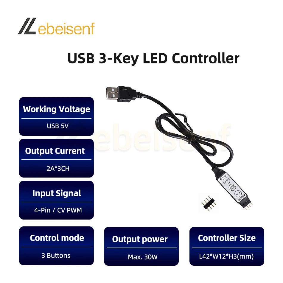 5V 2835 RGB LED Flexible Strip Light 0.5M 1M 2M 3M 4M 5M 60LEDs/m Red Green Blue with 3-Key Mini USB Plug Controller LED Dimmer