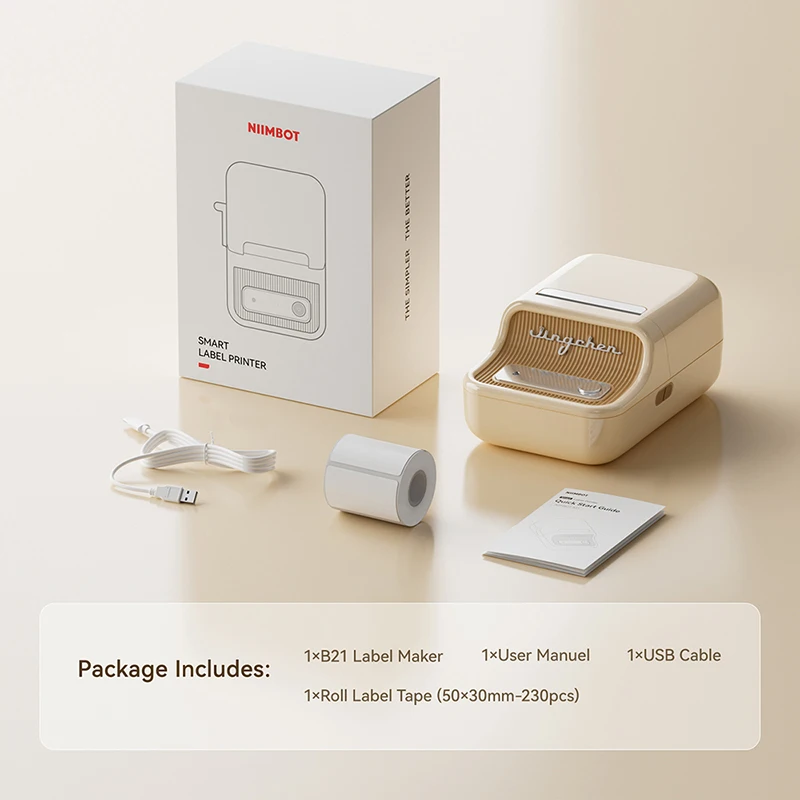 NIIMBOT B21/B1 휴대용 열전 사 프린터 바코드 의류 쥬얼리 용 자체 접착 라벨이있는 1500mAh 무선 스티커 프린터