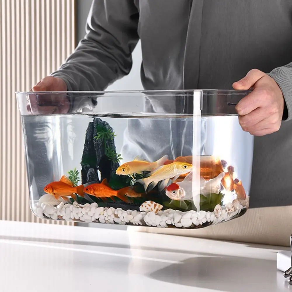 Transparent Explosion-proof Plastic Fish Tank Fall Prevention Water Plant Tank Mobile Small Fish Tank PET