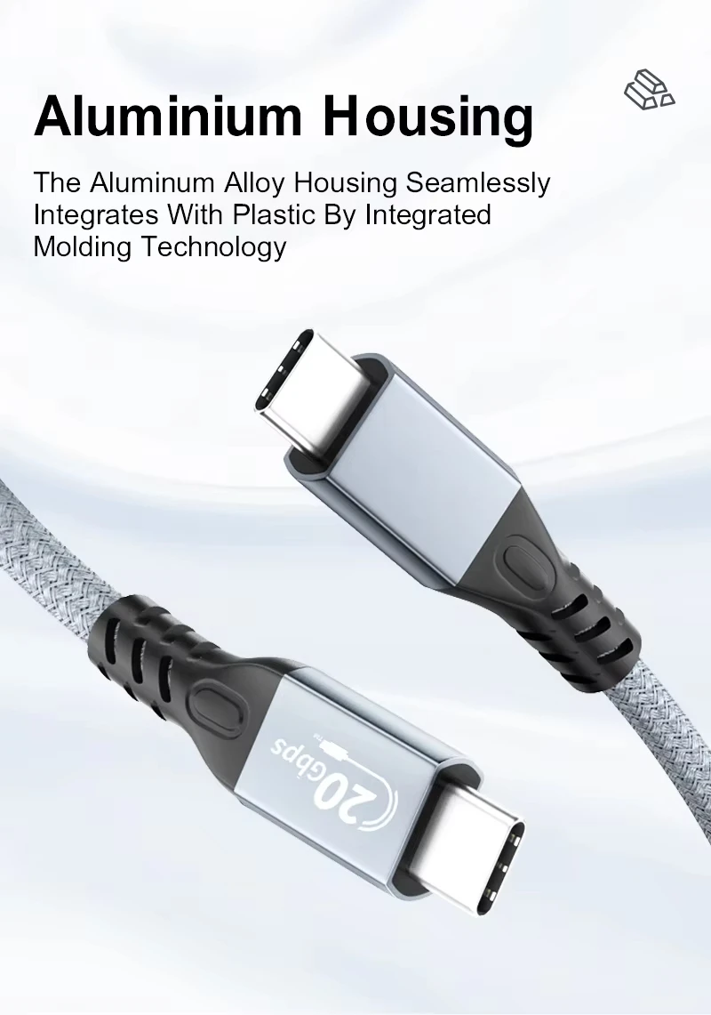 USB C 3.2 Gen 2X2 Cable 4K@60Hz Video Output 20Gbps High Speed Data Transfer 100W 5A Fast Charging for iPhone 16 MacBook Pro