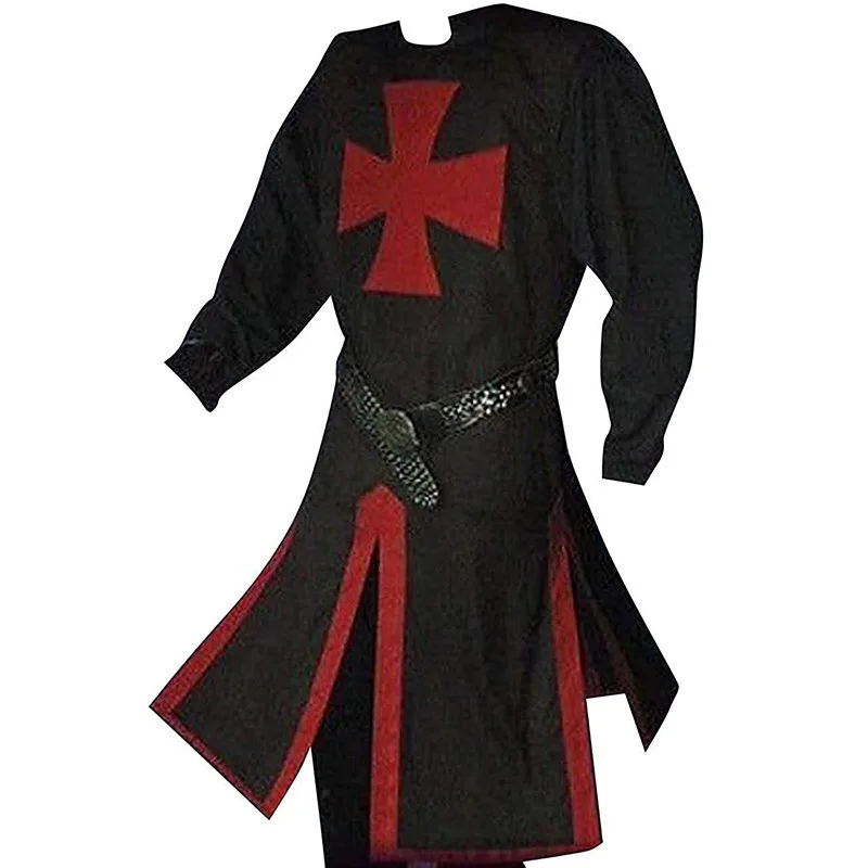 Halloween Costume Templar Knight Outfit Medieval Corset Slit Patchwork Men's Top Stage Performance Costume - view 3