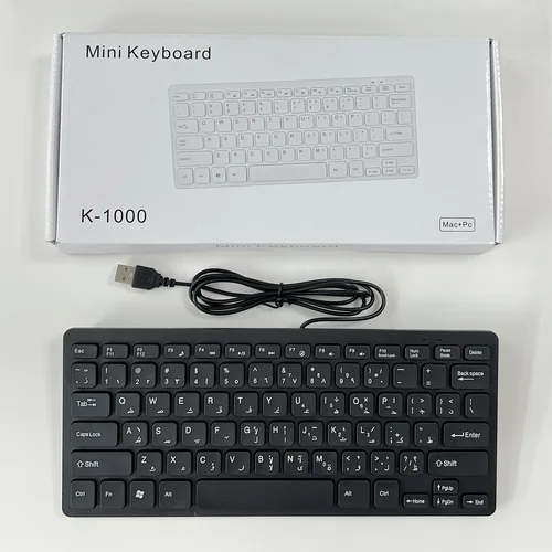 Mini teclado con cable USB, idioma japonés, alemán, ruso, francés, español, 78 teclas para ordenador de escritorio, PC, portátil, fino