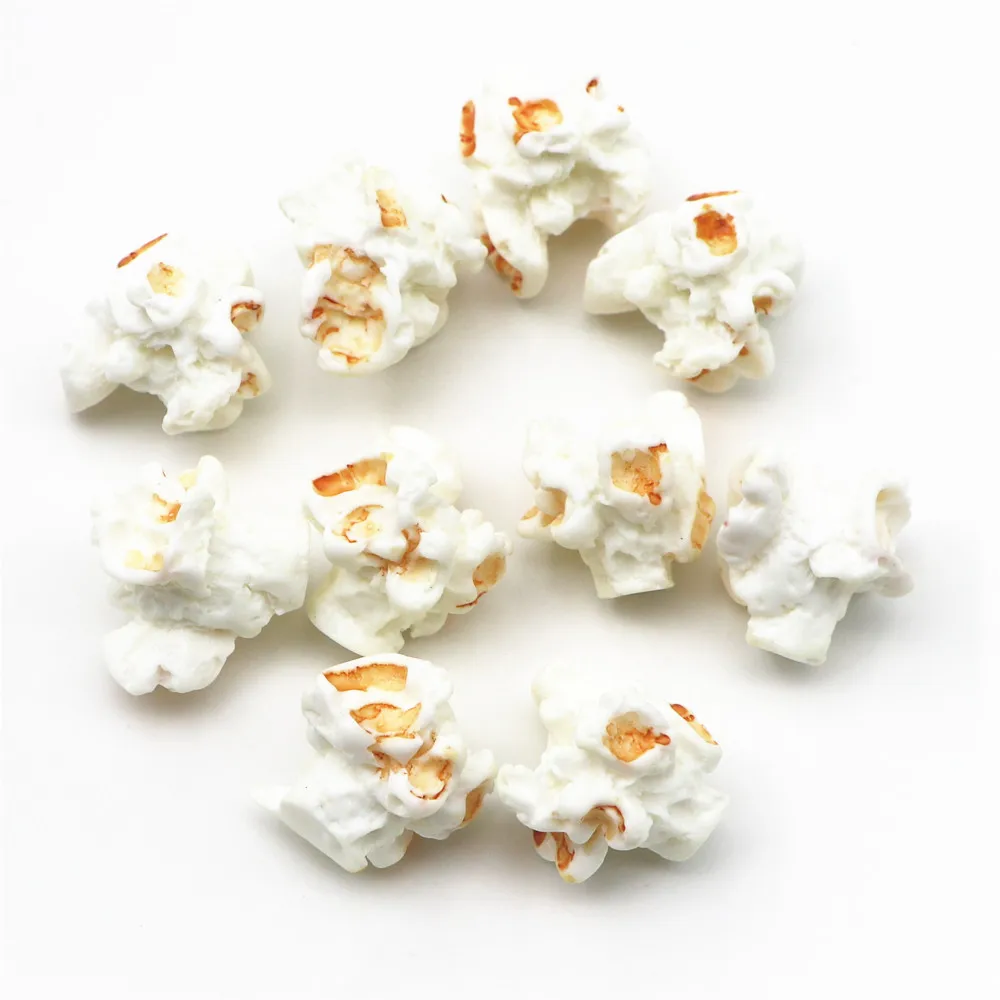 10pcs Cute Mix Colors 3D Resin Popcorn Simulation Miniature Food Art Flatback Cabochon DIY Craft Decoration,20mm