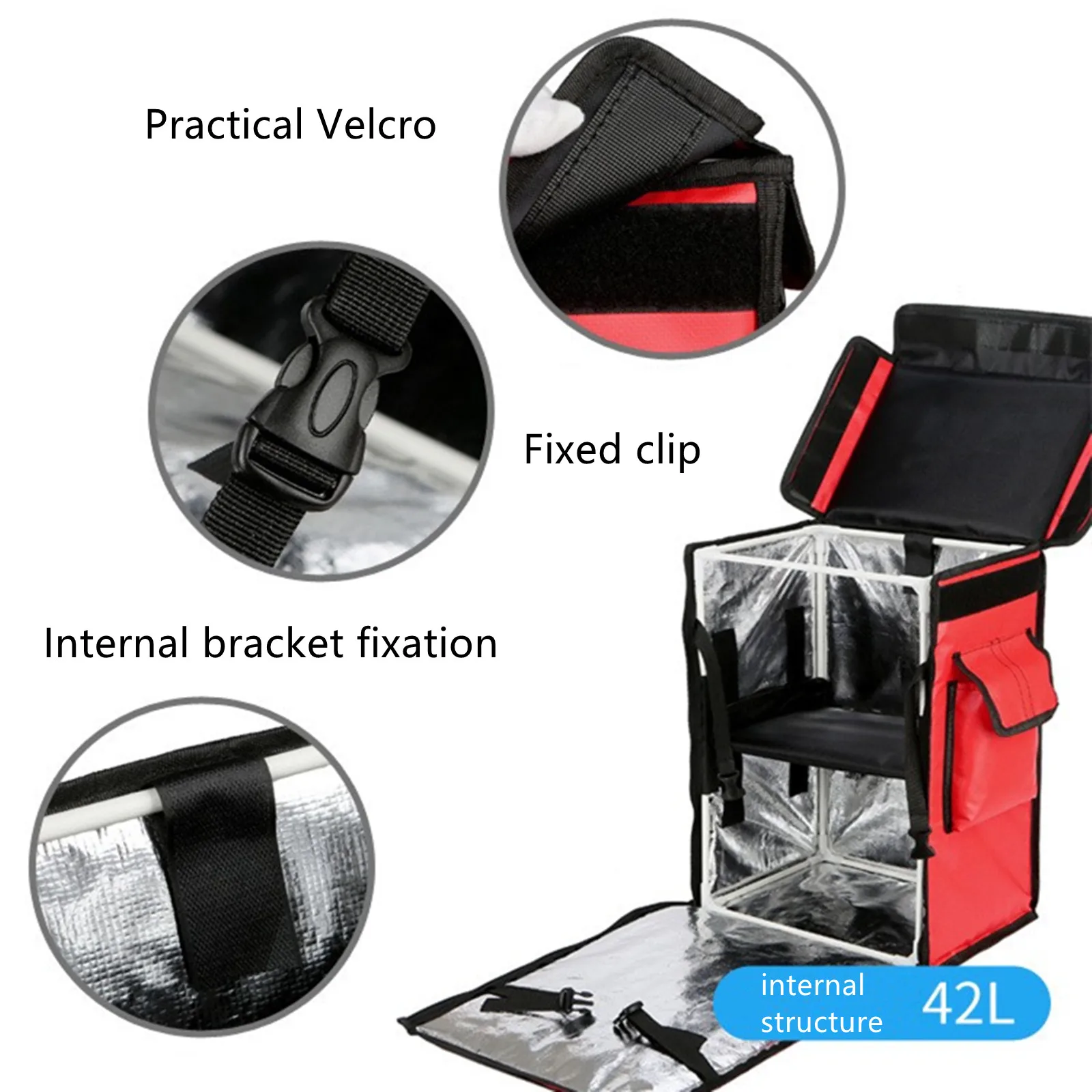 42 L Takeout Delivery Box Insulation Package Refrigerate Suitcase Waterproof Backpack Shoulder Case Ice Food Preserve Handbag 58