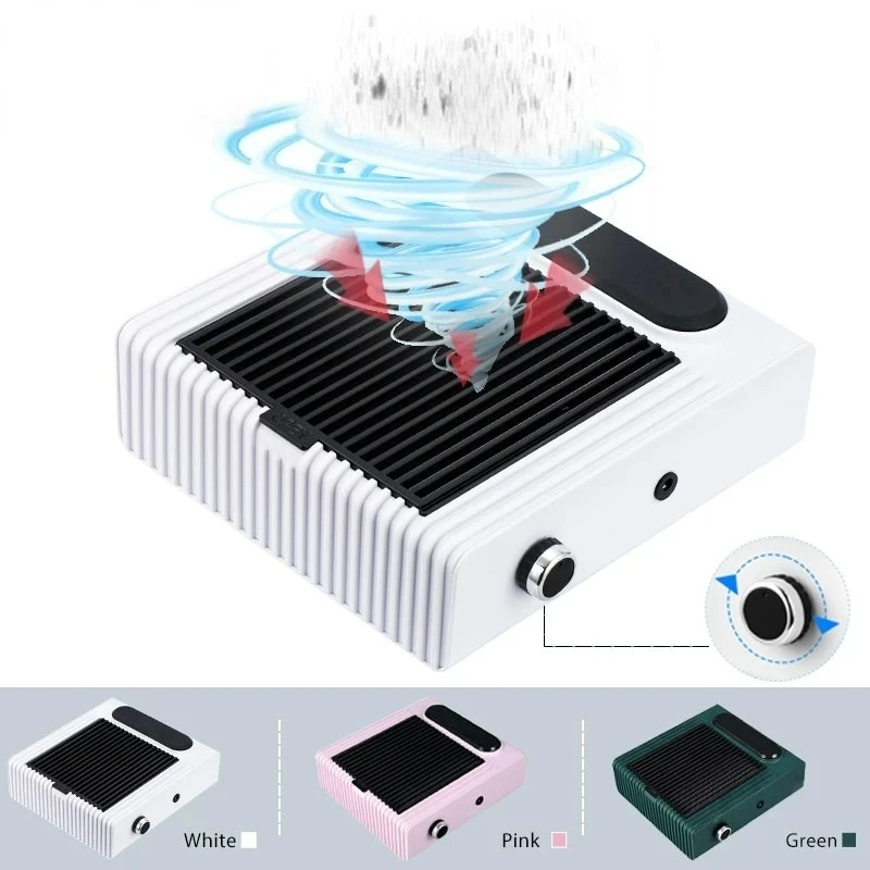 Adjustable speed Nail Vacuum Cleaner with Hand Pad Portable Desktop Manicure Dust Collector for Home & Salon use