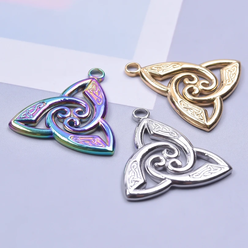 Lucky Charms For Jewelry Making Supplies Pattern Witch Knot Wicca Accessories Stainless Steel Charm DIY Women/Men Pendant Bulk