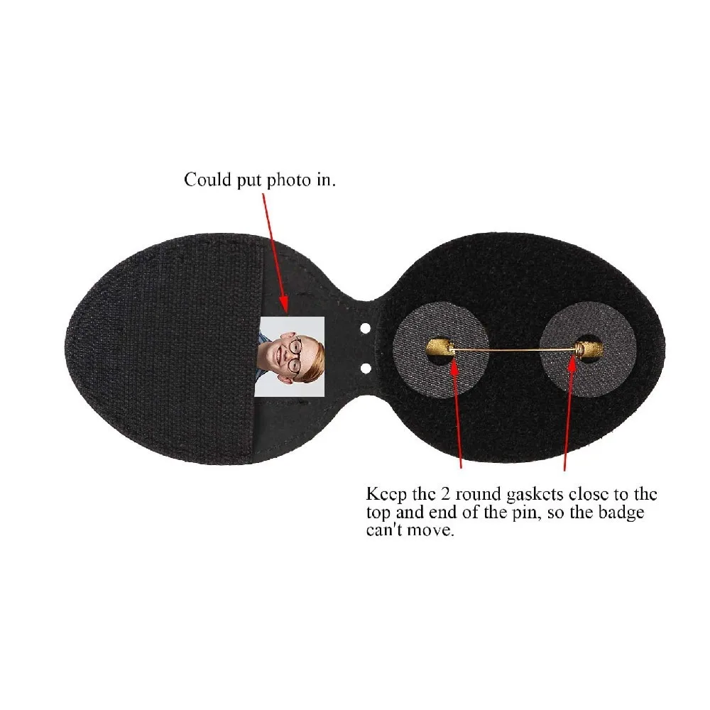 Professional Leather Oval Badge Case Shield Identity Holder Wallet For Security Guard Uniform Protective Gear