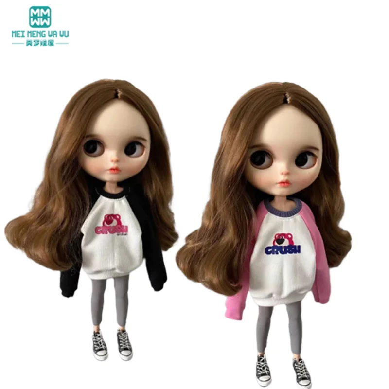 1PCS Blyth doll clothes Casual long T-shirt, letter sweatshirt for Azone 1/6 doll accessories