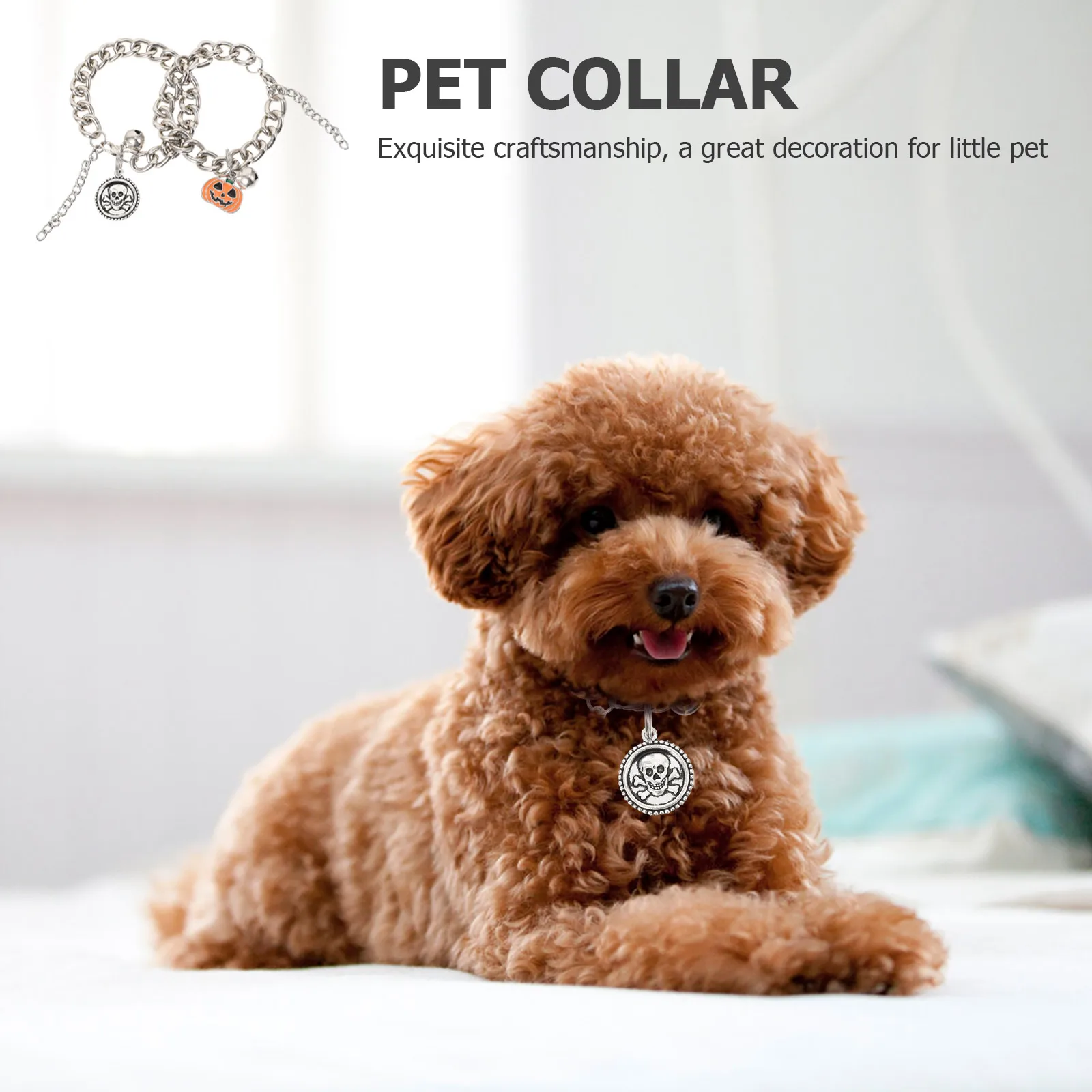 

2pcs Halloween Dog Collars Skull Cat Collar Adjustable Stylish Pet Costume Party Accessories For Small Dogs Cats Bright