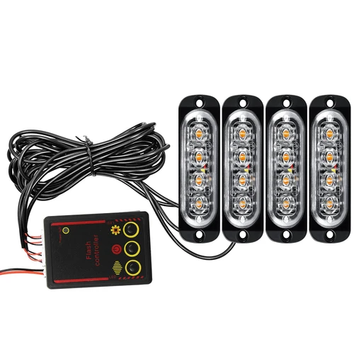 Imagen 2 del producto Estroboscopios de luz de emergencia 12V 24V luces LED ámbar de rejilla camión policía intermitente coche baliza de emergencia luz de señal estroboscópica