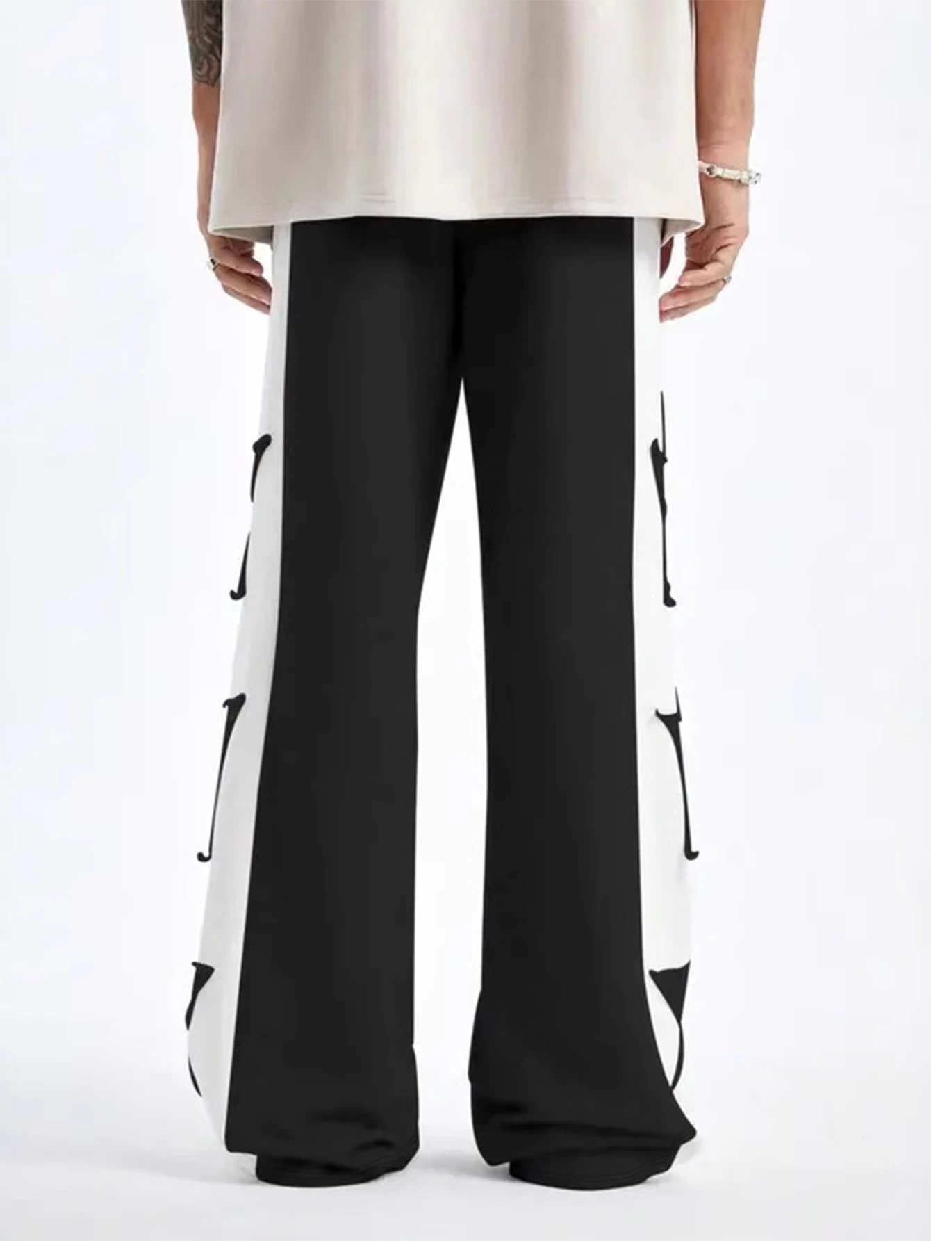 نابضة بالحياة كتلة اللون ستار التصحيح فضفاضة تناسب واسعة الساق السراويل وصول جديدة عارضة الشارع الشهير السراويل