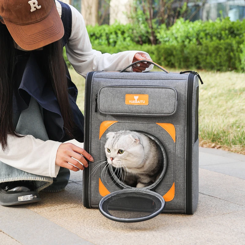 Mochila multifuncional respirável para animais de estimação, espaçosa, respirável, portátil, ventilada, confortável, grande capacidade, viagem, gatos e cães