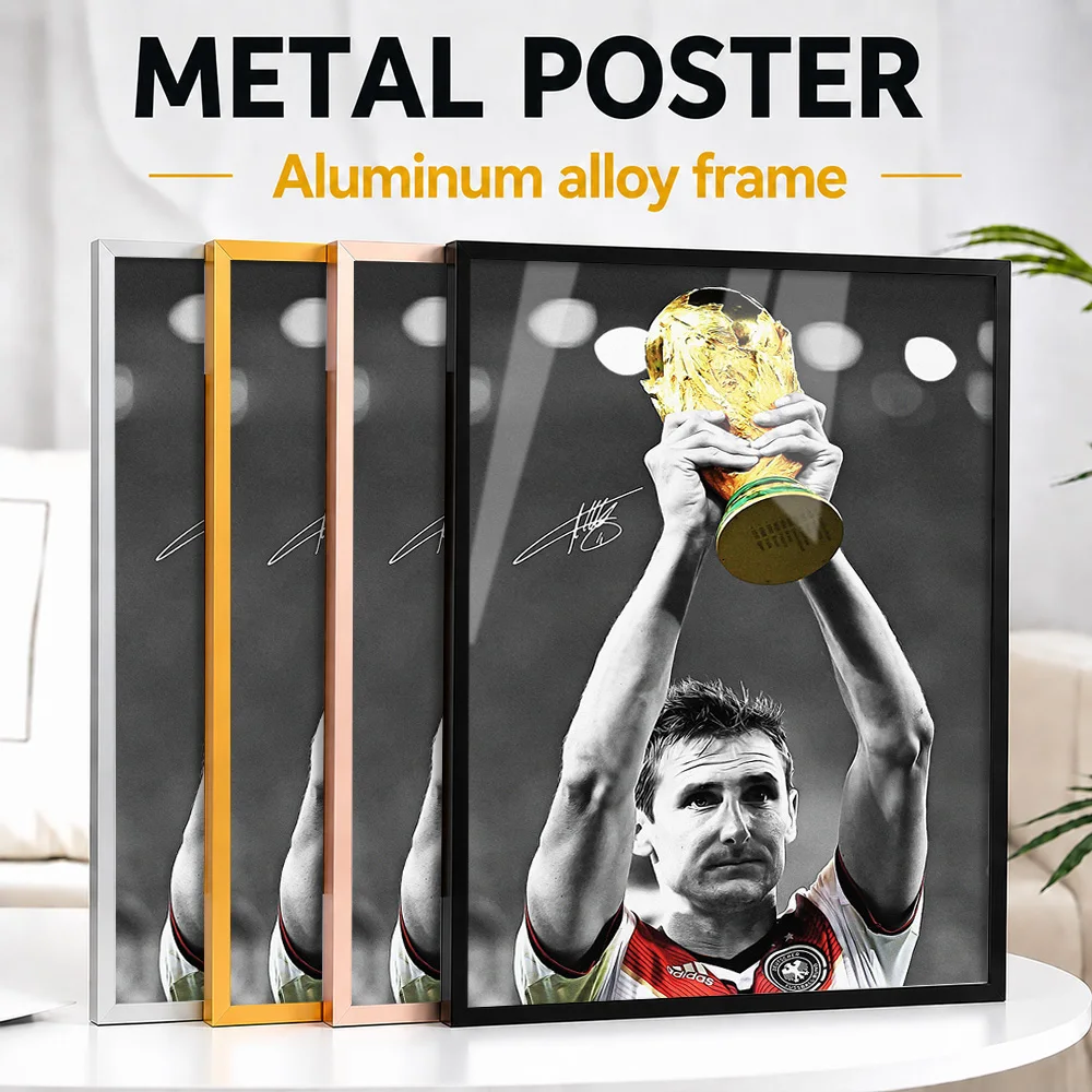 Miroslav Klose Lifting Trophy Framed Metal Poster Personalized Photo Bold Sports Style Wall Art For Bedroom Memorable Fan Gift