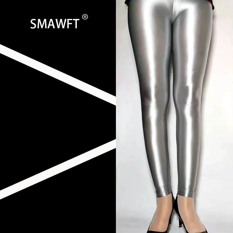 Summer Glossy Seamless Sexy Leggings Sexy Shiny Yoga Pants Tight Satin Workout Leggings Women