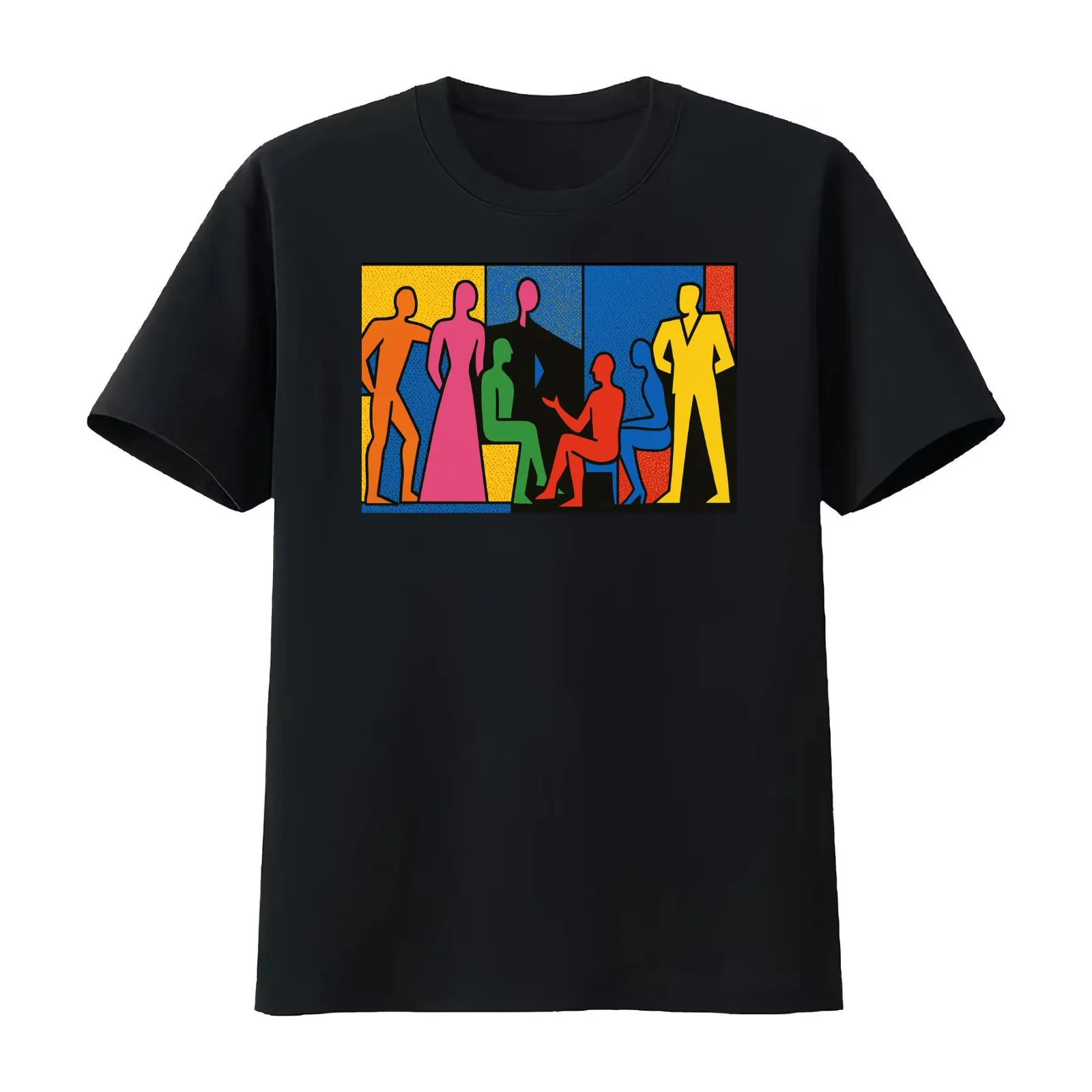 Le Corbusier colourful gathering - Pop Art Style T-Shirt Summer Casual Cotton Tee Oversized Streetwear Tops Unisex Men Women