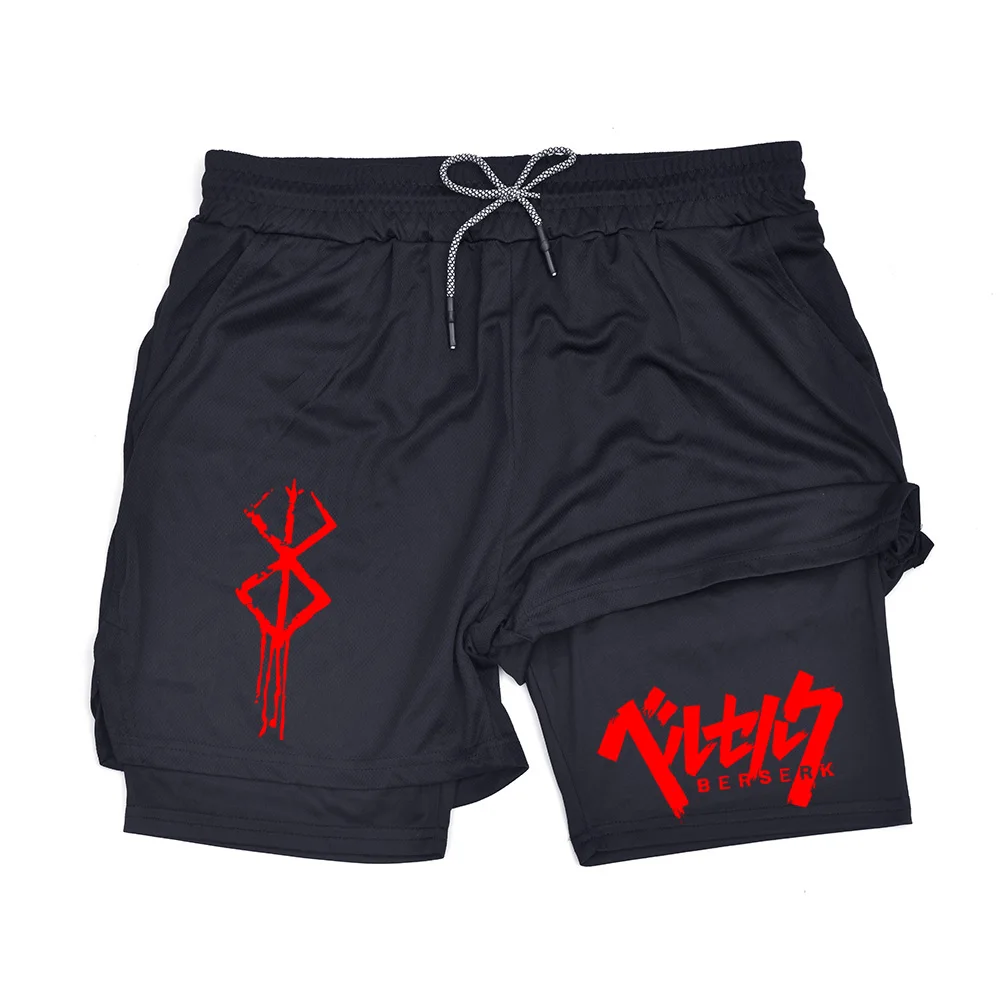 

Berserk Anime 2 in 1 Men's Compression Shorts | Quick Dry Running Gym Workout Shorts with Pockets ZY0012
