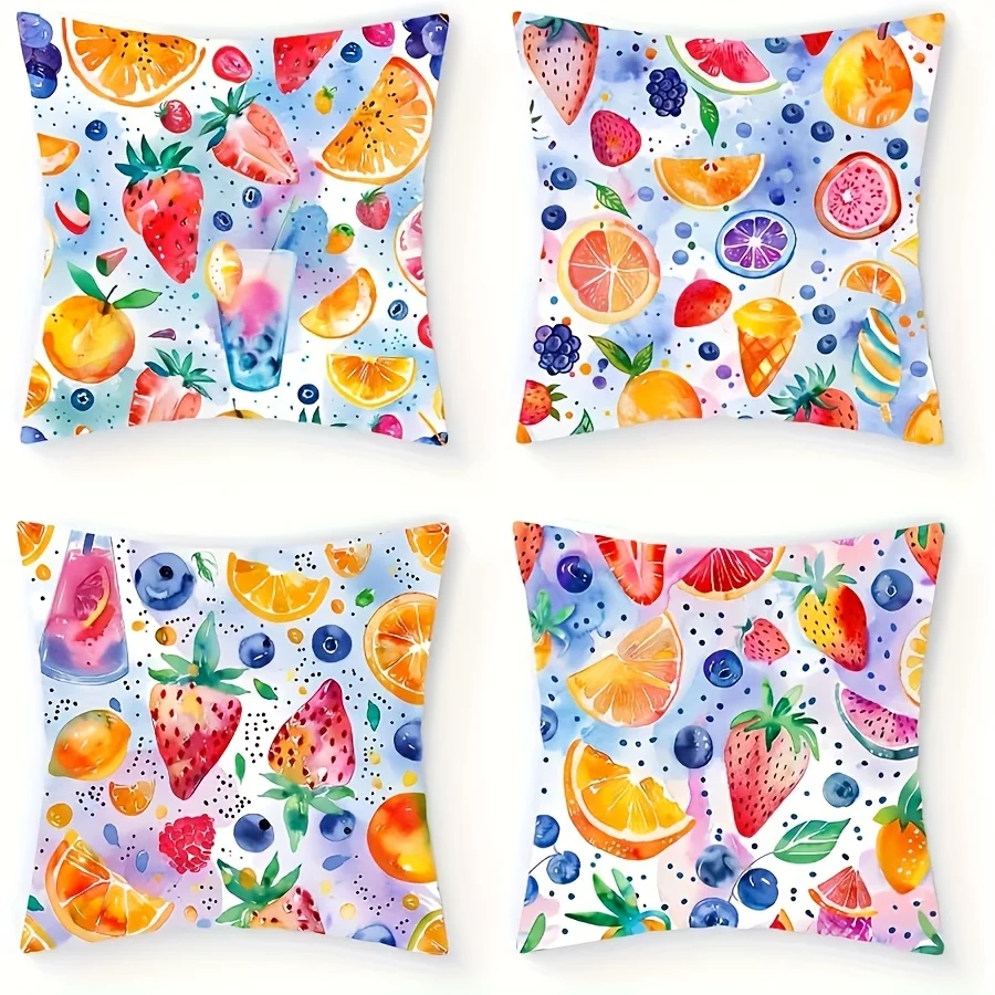 Watercolor Fruit Patterns digital printing pillow cover Short plush Suitable living rooms bedrooms sofas throw cushion cover
