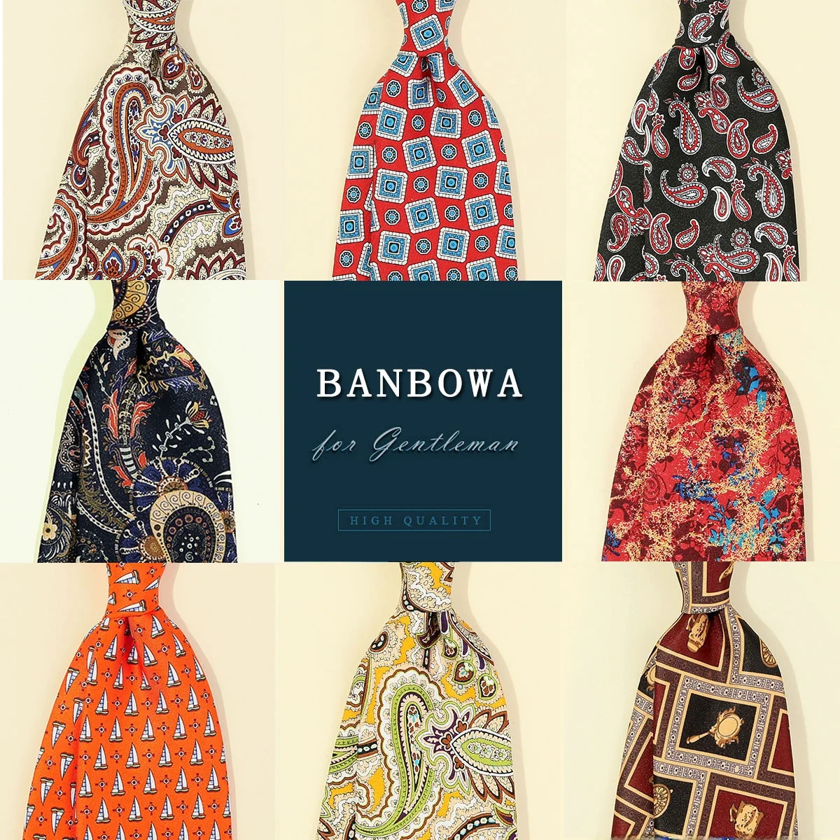 レトロ花柄プリント高級メンズネクタイ-9-センチ薄型フォーマルビジネススーツシャツトレンディなポリエステル生地蝶ネクタイギフトボックス