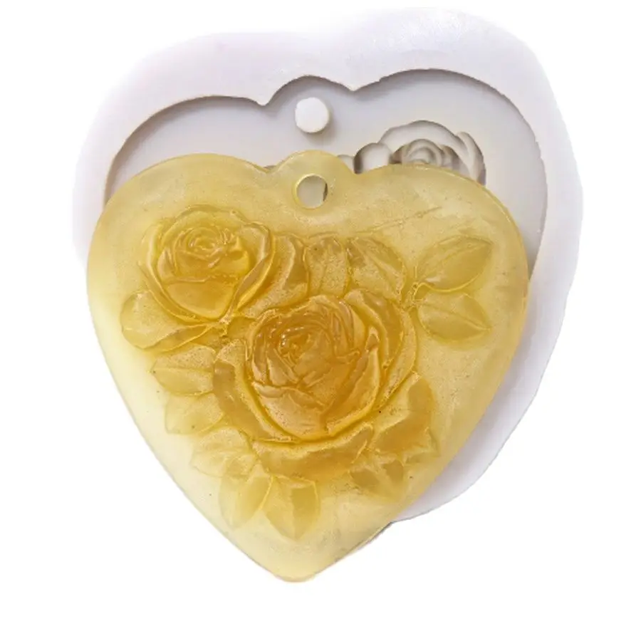 

Heart Shaped Rose Silicone Mold Soap Plaster Mould Clay Pendant Aromatherapy Fondant Tools