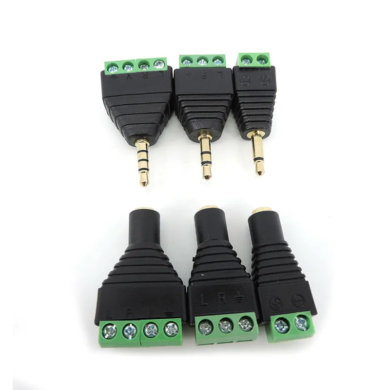 2/3/4 Pole Section 3.5mm audio Male female jack mono stereo connector DC free screw interface terminal block channel plug t