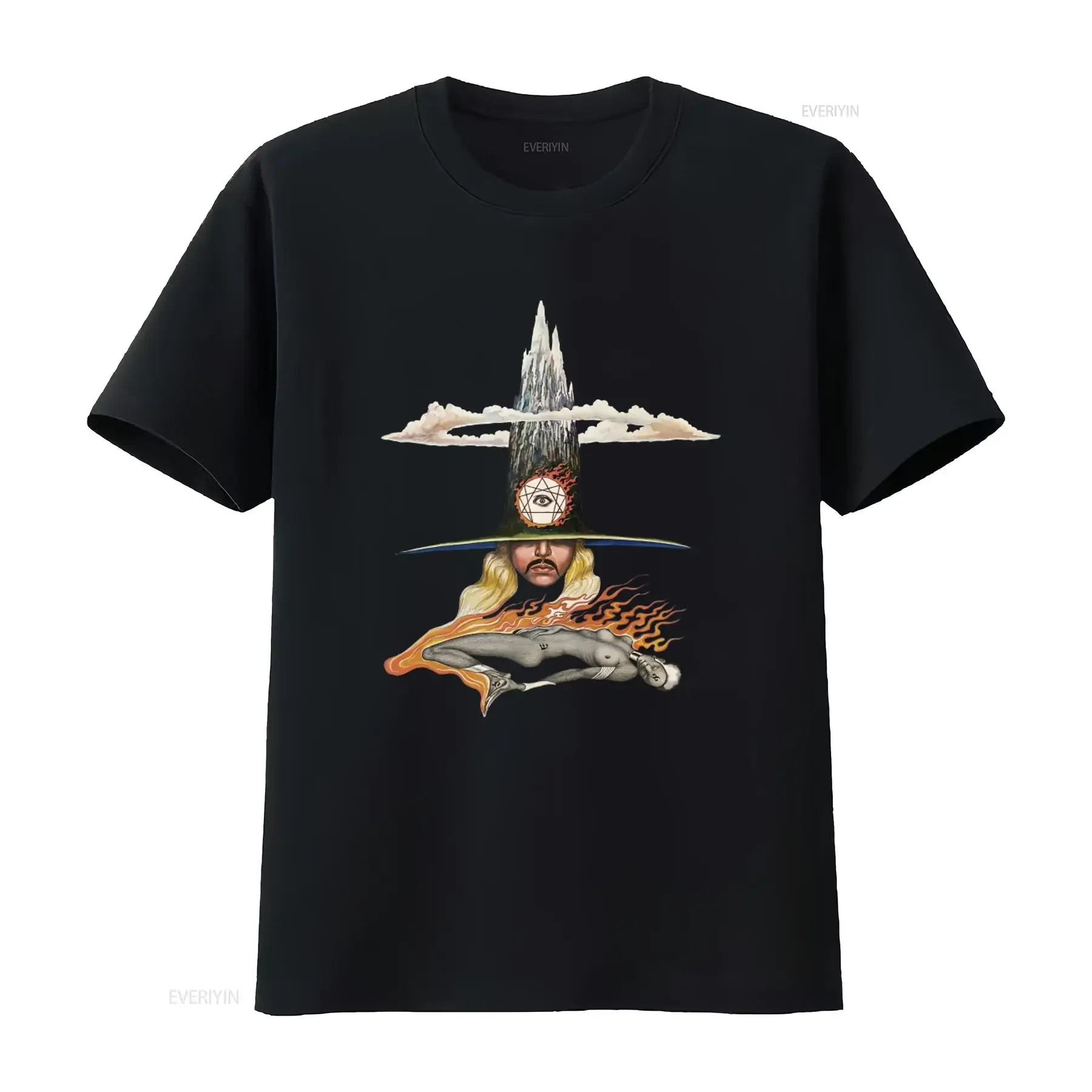 The Holy Mountain Alejandro Jodorowsky Cult Movie Inspired T Shirt with Mysterious Eye and Flame Design vintage Washed